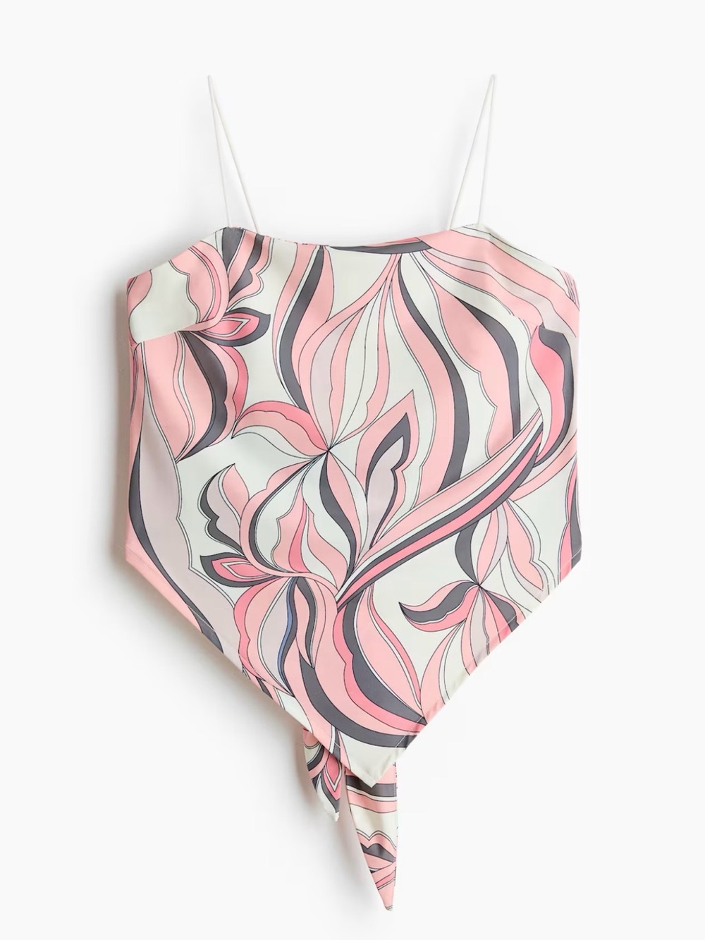 H&M Pink Swirl Abstract Puccvi Print Handkerchief Crop Top